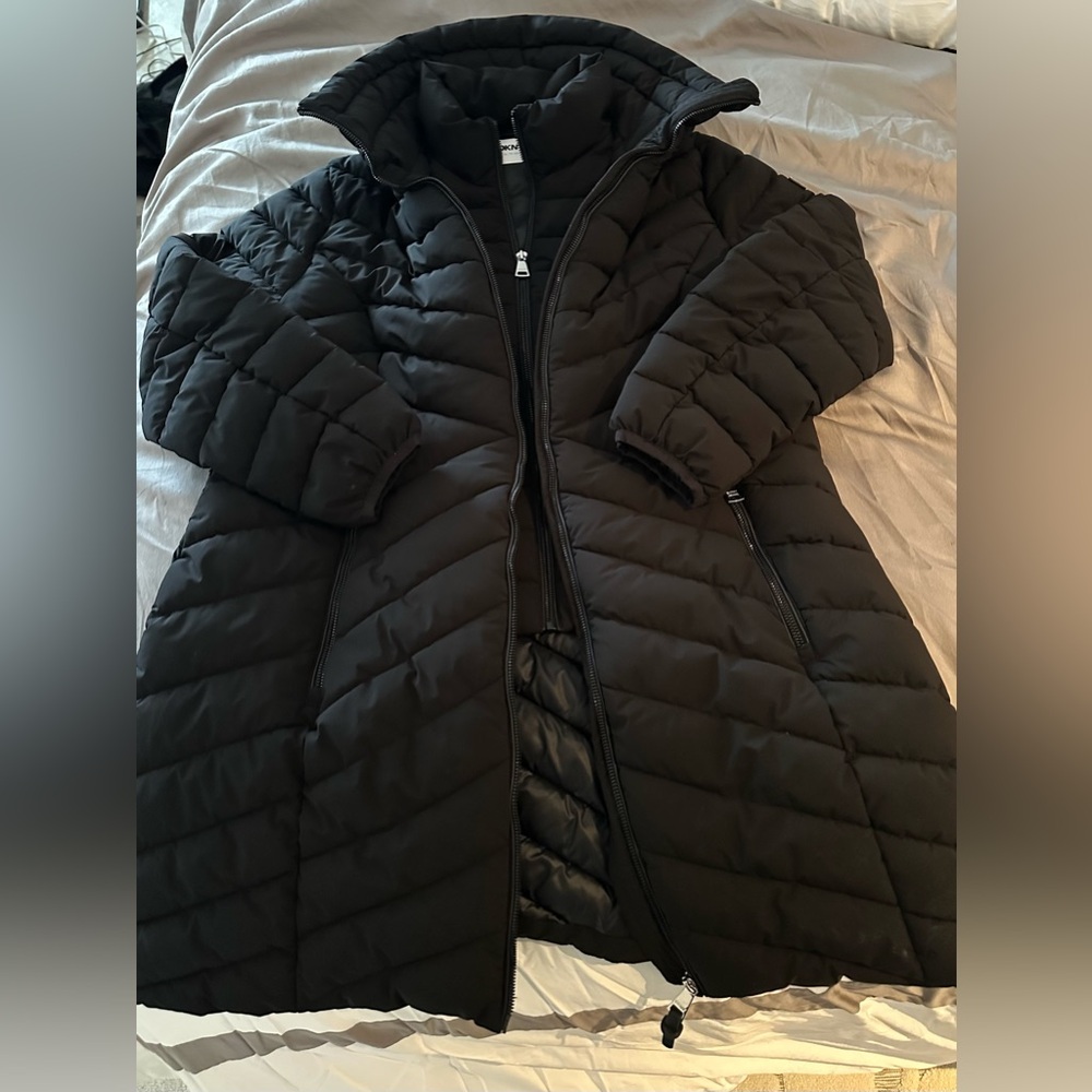 DKNY Full Length Black Puffer Coat XL